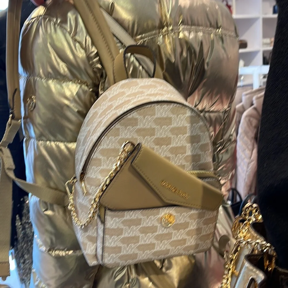 MICHAEL KORS Maisie Extra-Small Logo 2-in-1 Backpack Camel  NWT